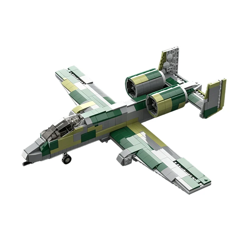 A-10 Military Attack Aircraft Model MOC Building Bricks War Equipment Style Modular Technology Gifts Holiday Assemble Toys Suit