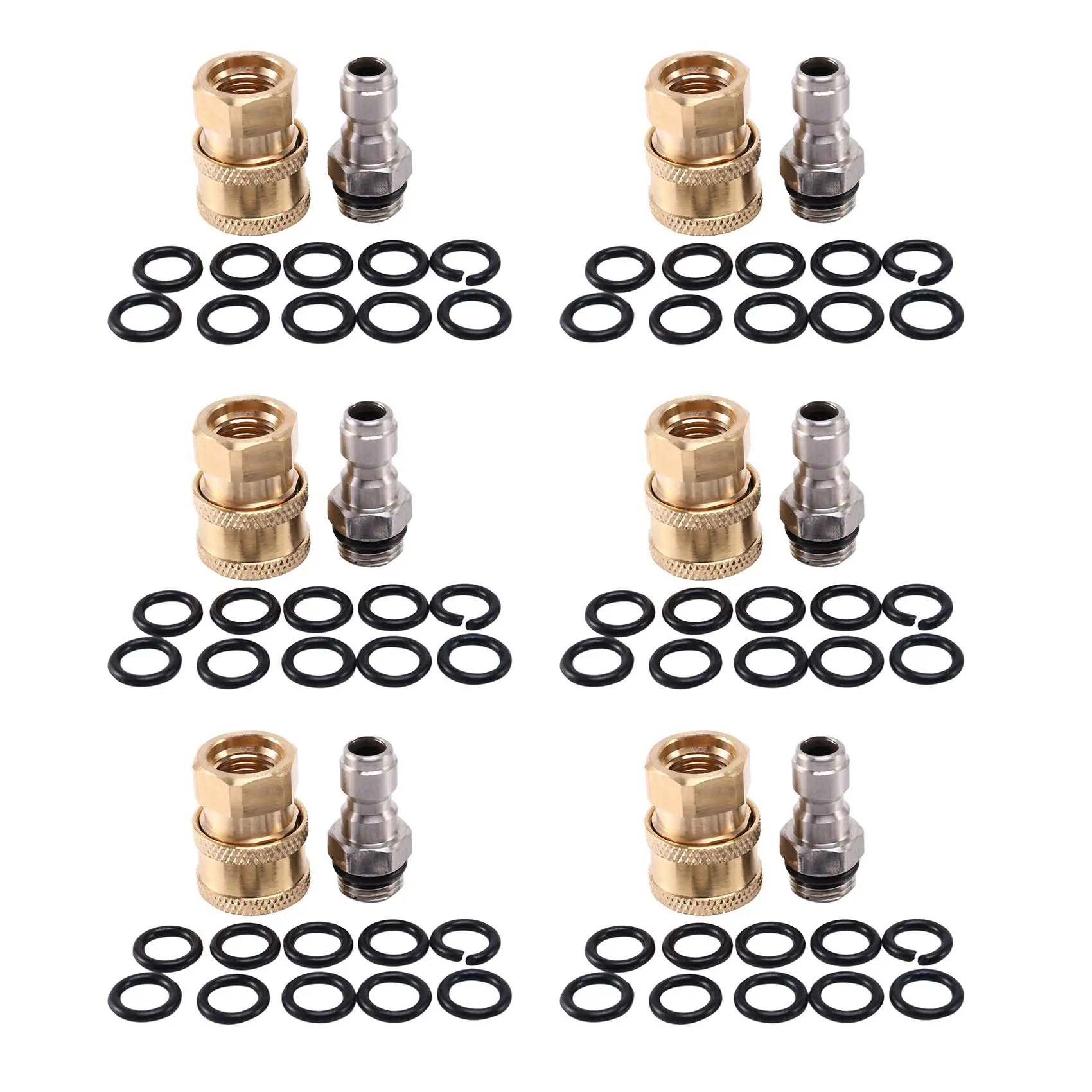 

ABMR-6X Pressure Washer Adapter Set,1/4 Inch Quick Disconnect Kit With 60 Pack O-Ring.5000 Psi