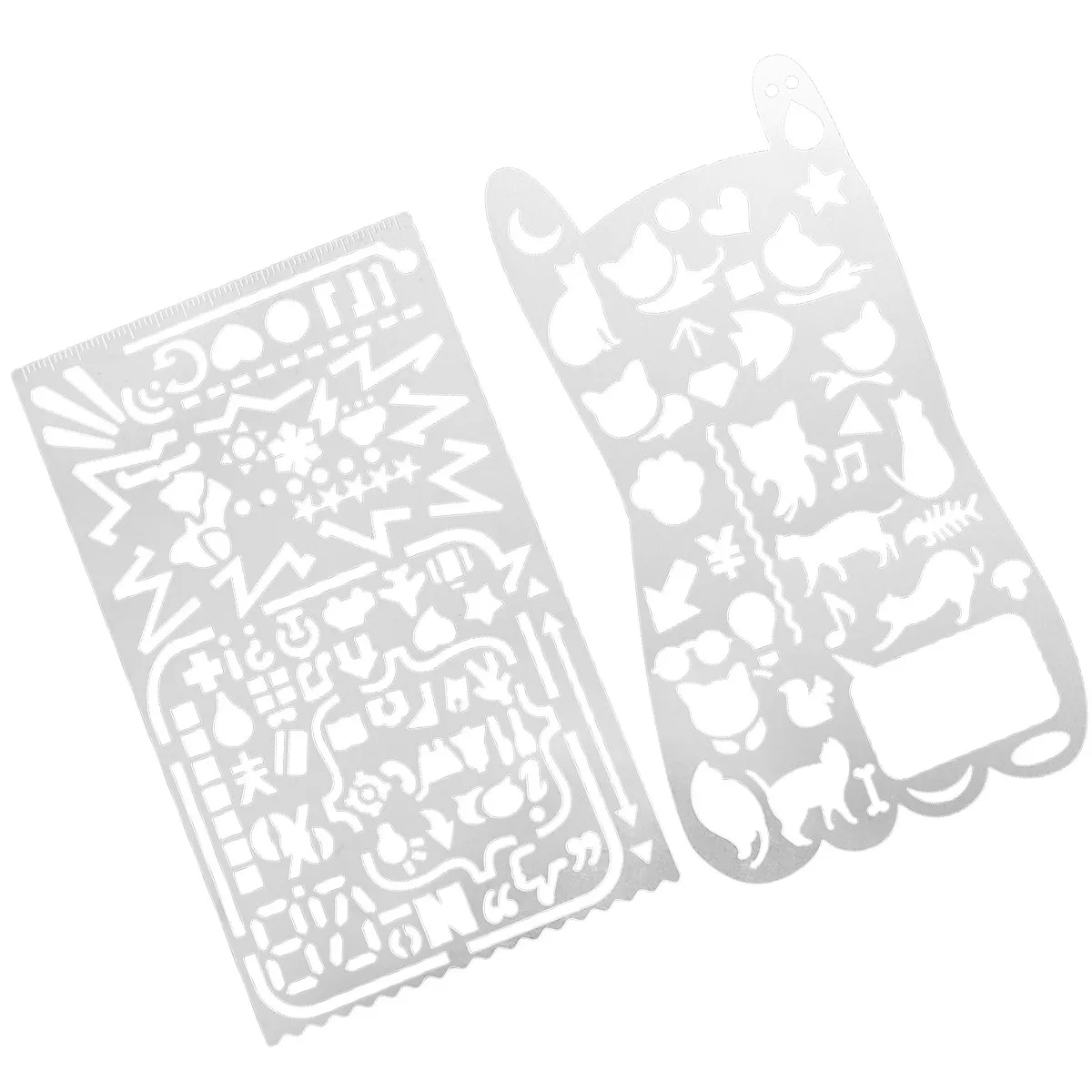 

2pcs Metal Ruler Reusable Drawing Templates For Scrapbooking Painting Diy Crafts School Projects Artwork Wall Decor