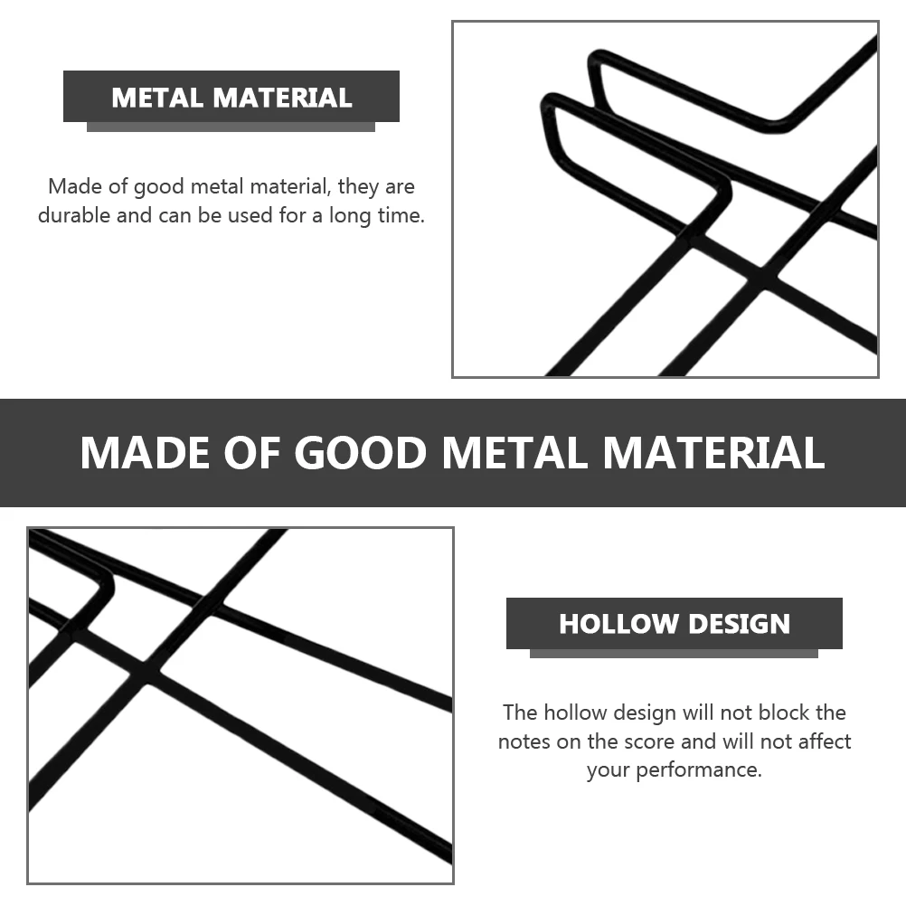 

Black Metal Score Holder Sheet Music Clip Strong Clamping Durable Hollow Design Non Blocking Notes Simple Music Book Page Clamp