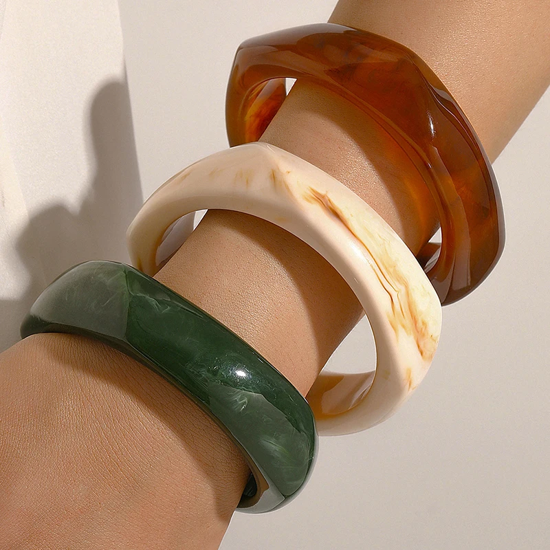 

Fashion Big Acrylic Geometric Bracelets for Women Punk Vintage Colorful Irregular Chunky Bangle Female Trendy Jewelry