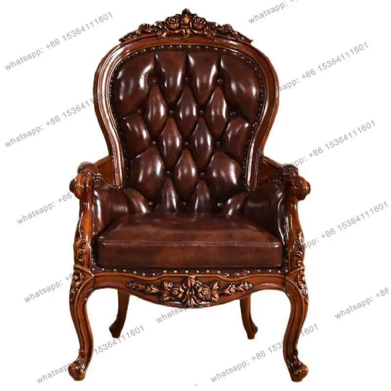 

American vintage solid wood single sofa chair living room casual master chair