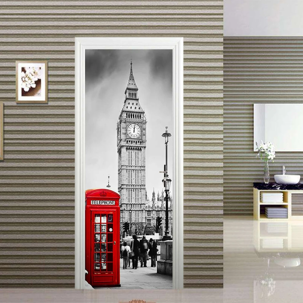 

3 D Aesthetic Room Decor Waterproof Door Stickers Self-adhesive Wall Mural Living