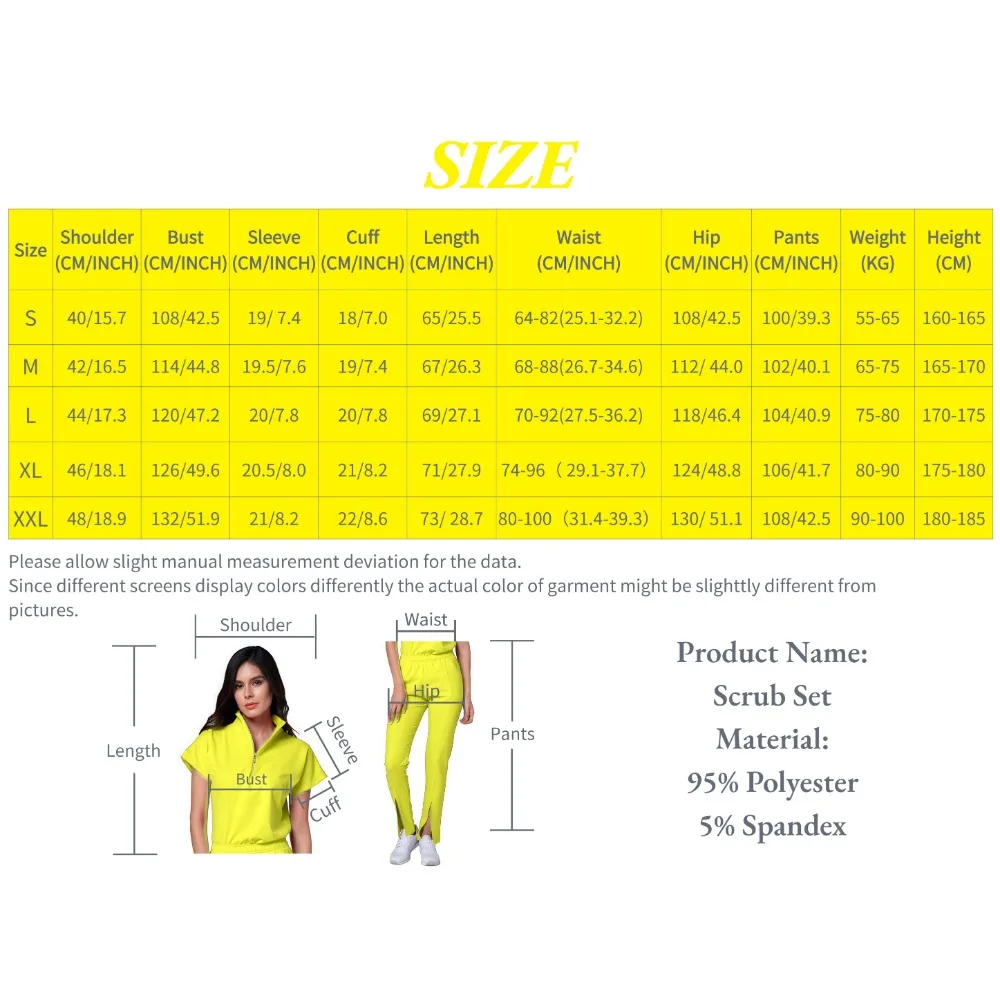 Venta al por mayor, uniforme médico de moda de alta calidad, pantalones superiores para enfermeras, cuello levantado elástico, uniformes quirúrgicos para enfermera y Doctor para mujer