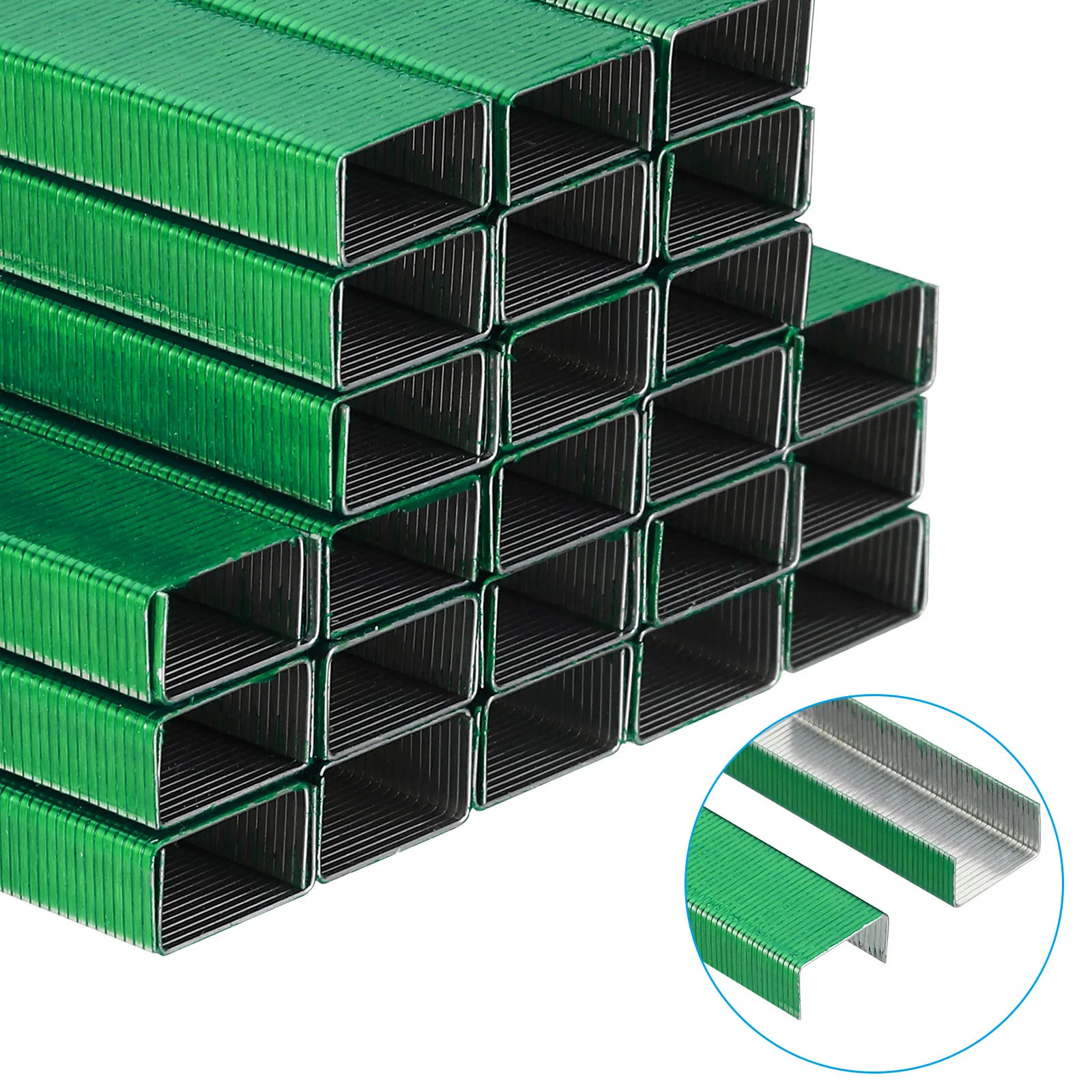 Imagem -03 - Grampos Verdes Criativos Grampo Longo de Metal para Grampos Papelaria Escolar de Escritório Material de Encadernação 10 Mini 16 Pacote 6000 Pcs