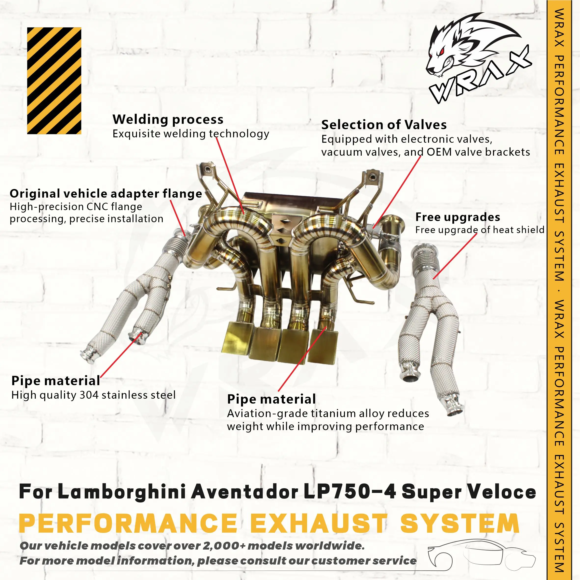 

WRAX Агрессивный звук Titanium Catback + водосточная труба SS304 с теплозащитным выхлопом для Lamborghini Aventador SV LP750-4 2015-2017