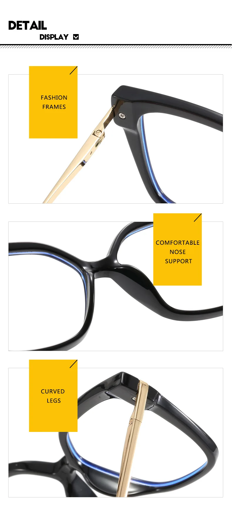 Modische Quadratische Cat-Eye-Brillenfassung aus TR90, 2025 Neue Mehrfarbige Option, Flachspiegel, Damen-Trendmodell, Einfache Blumenbrille – Detail 14