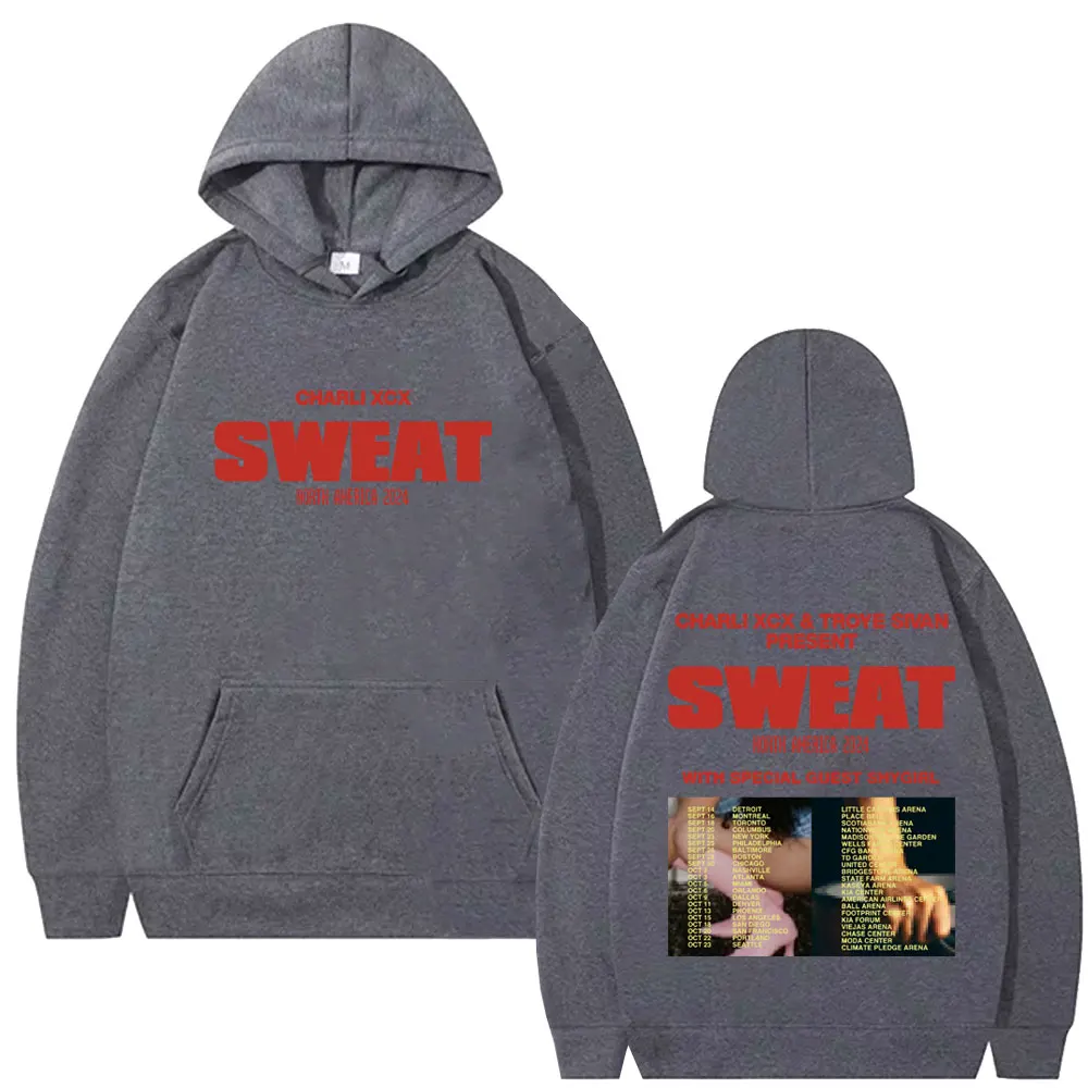 Singer Charli Xcx Crash Sweat 2024 Tour Graphic Hoodie Men Women Clothing Vintage Oversized Sweatshirts Unisex Fashion Hoodies