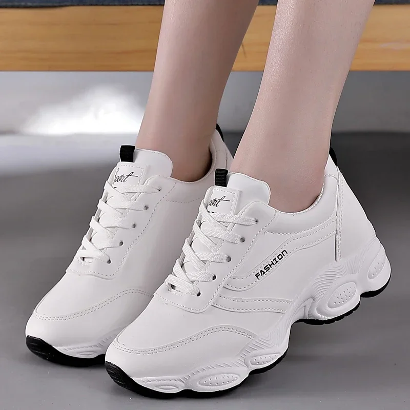 Summer White Sneakers Fashion Women\'s Vulcanize Shoes Comfortable Lace-up Platform Shoes Women Spring Breathable Sneakers Shoes