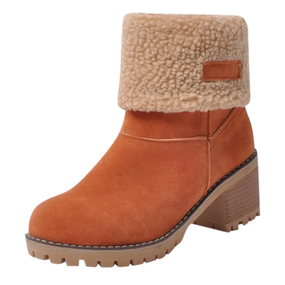 Botas de Invierno para mujer, botines de piel cálida, cómodos botines de lana con plataforma, cuñas de algodón, bota de media pantorrilla, novedad