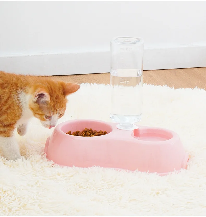 Pet Water Dispenser Feeder Cat dog Water Bowl Double Bowl Plastic Automatic Water Bottle Dog Bowl Pet Supplies New Macaron Color