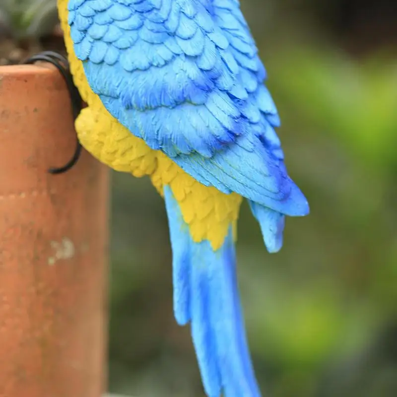 Dekorasi burung bayan luar ruangan, ornamen dekorasi patung burung tropis untuk dinding teras taman halaman luar ruangan