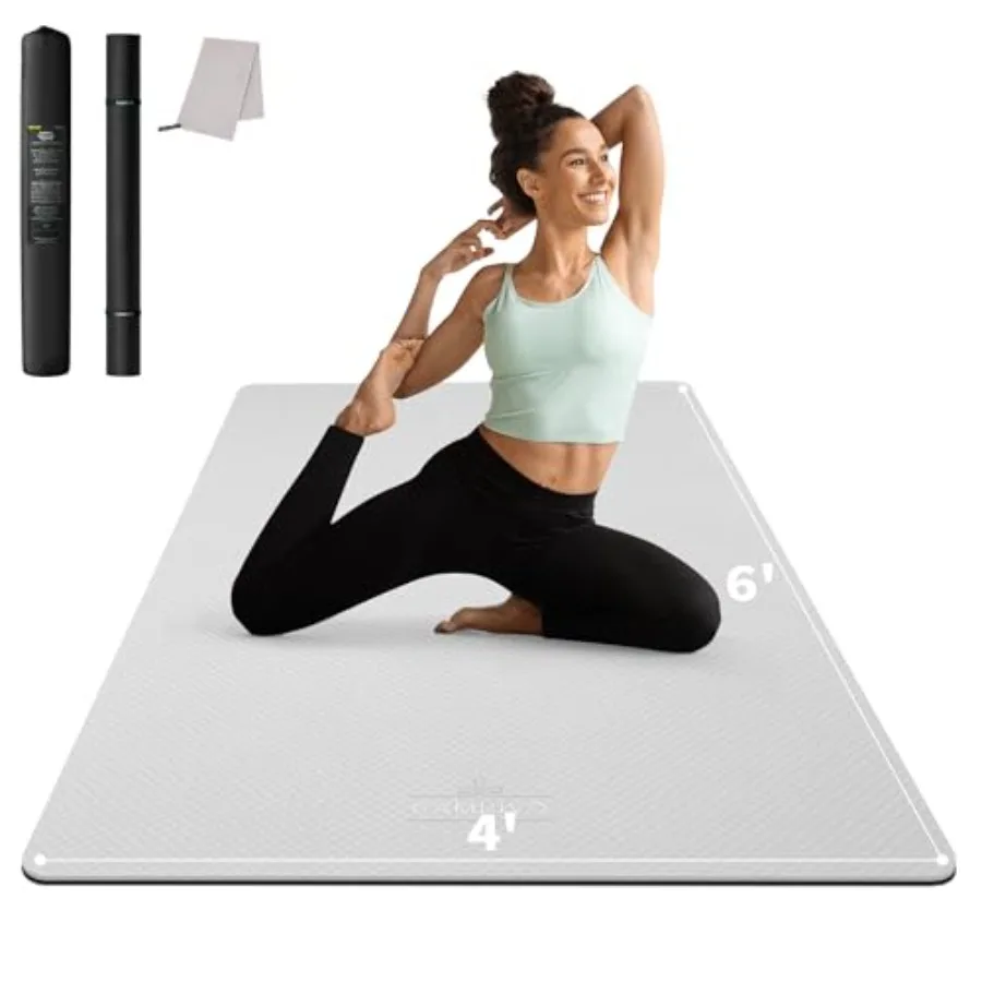 

CAMBIVO Large Yoga Mat 6'x4' Extra Wide TPE Workout Mat for Home Gym Yoga Pilates Fitness Barefoot Exercise in Multiple Thickne