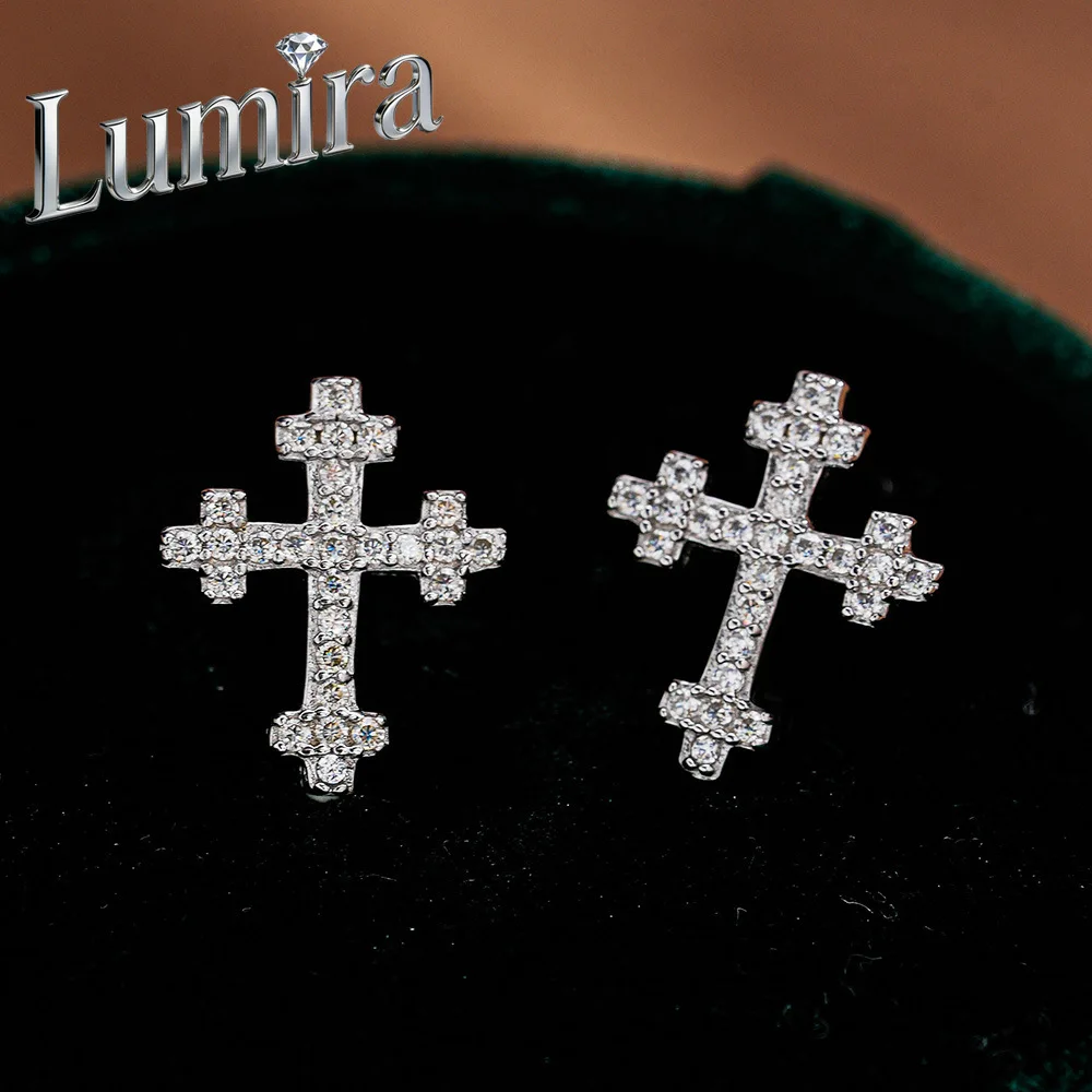 

Lumira Platinum PT950 Women's Full-Diamond Moissanite Earrings Luxurious Cross-Shaped Earrings Timeless Jewelry for Her