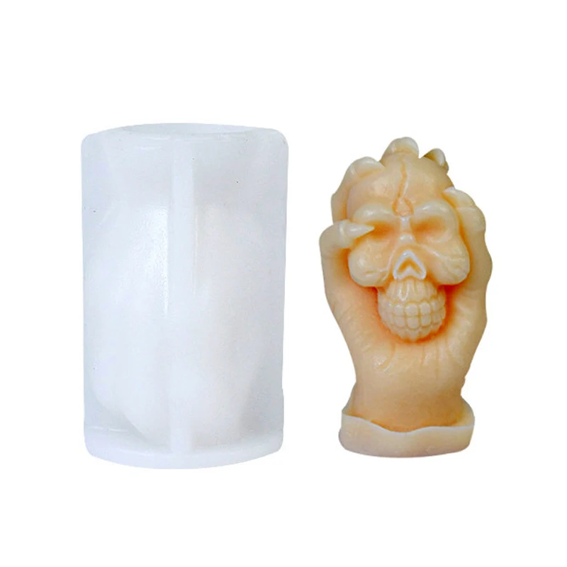 3D Handheld Schädel Silikon Kerze Form DIY Geist Hand Aromatherapie Gips Seife Handwerk Harz Zement Gussform Halloween Geschenk