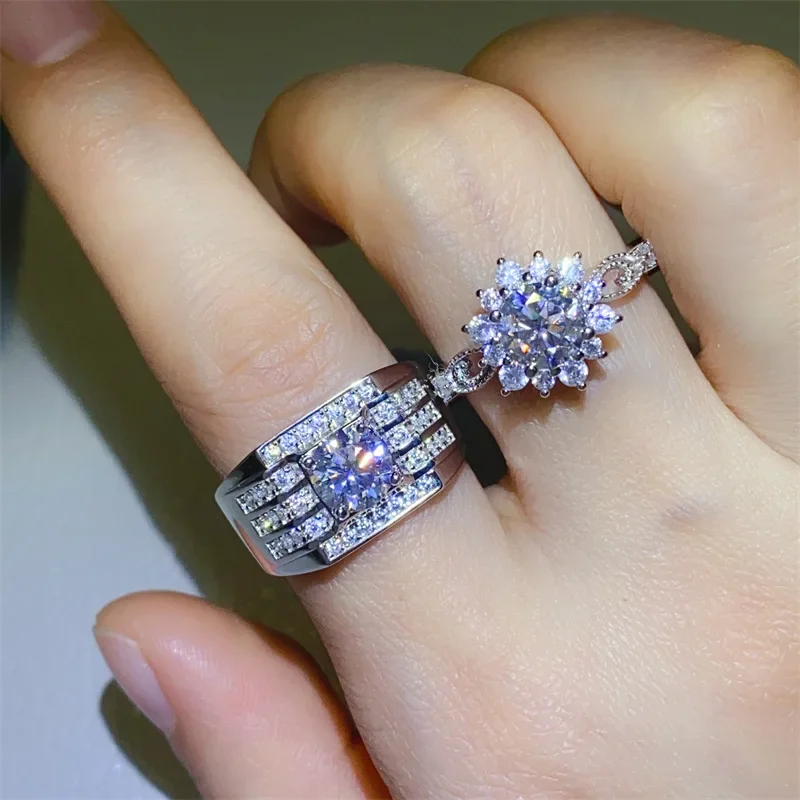 SACEGEMS GRA сертифицированные D VVS 3ct муассанит кольца для пар стерлингового серебра 925 пробы обручальное свадебное обещание бриллиантовое кольцо ювелирные изделия