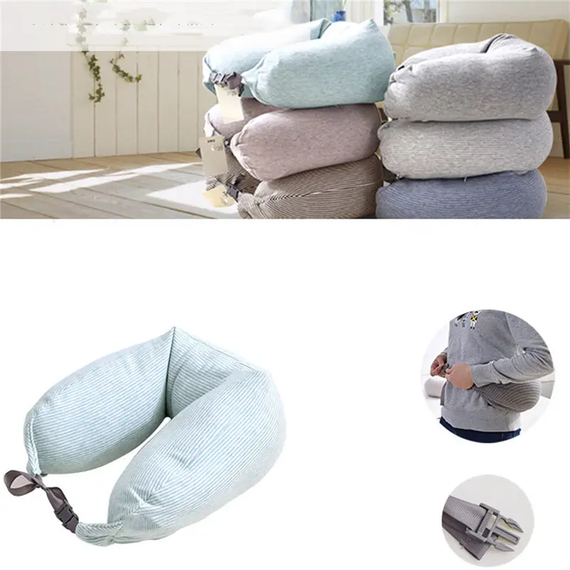 Soft Cotton Fabric Travel Pillow Airplane Neck Pillows Sleeping Cushion U Shaped Headrest Massager For Car Home 베개 쿠션 목쿠션 경추베개