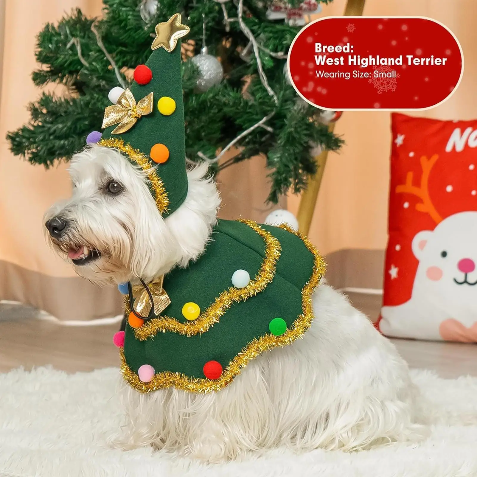 Puppy Christmas Outfit Christmas Tree Pet Outfit Funny Puppy Costumes For Party Gathering Holiday Photograph Walking Outdoor