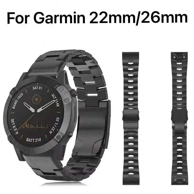 

22mm 26mm Titanium Alloy strap for Garmin Forerunner 745/Fenix 5 6 Quick fit connector replacement strap for Fenix 5X 6X/Fenix 3