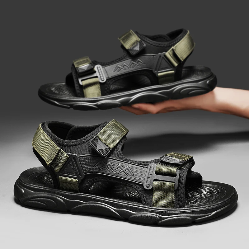 

Мужские сандалии, летние легкие дышащие спортивные шлепанцы, повседневная непромокаемая и прочная пляжная обувь