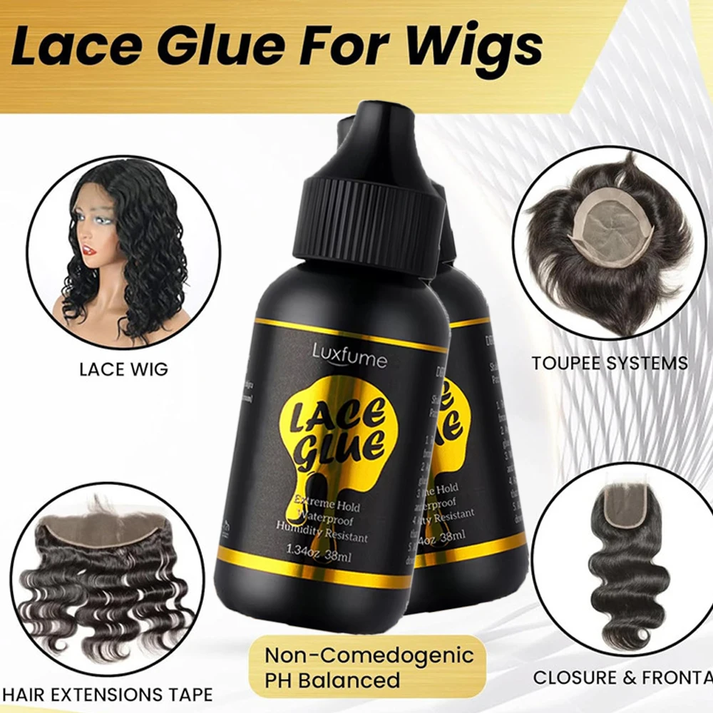 

1.34oz 38ml Lace Wig Glue Hair Replacement Adhesive and Wig Glue Remover 1oz 30ml Combine for Lace Front Wig Hair Extensions