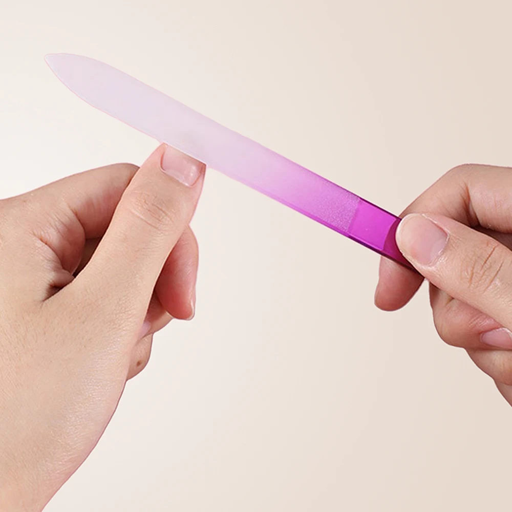 المهنية الزجاج ملفات الأظافر التدرج مصقول كريستال تلميع ملفات الأظافر مزدوجة الوجهين مختلط اللون أدوات مانيكير