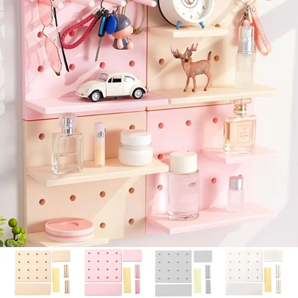 Punch Free Pegboard Display Stand Wall Organizer Storage Plate Living Room Kitchen Bedroom Wall Hanging Decoration Wall Shelf