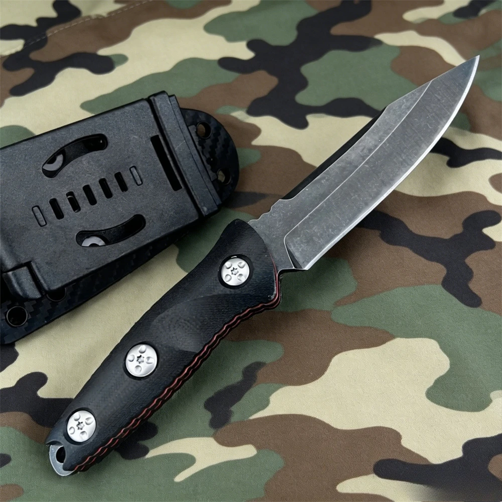 Outdoor Bushcraft Fixed Blade Knife with 7Cr13MoV Edge and Non-Slip G10 Handle, Great for Jungle Survival, Hiking & Everyday Use