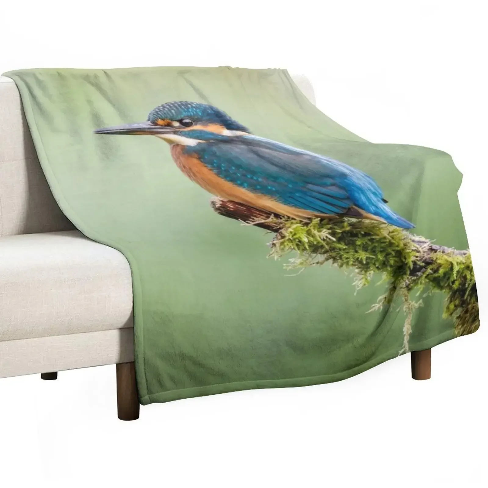 Kingfisher Perched Throw Blanket Bed linens Luxury Throw Summer Beddings Blankets