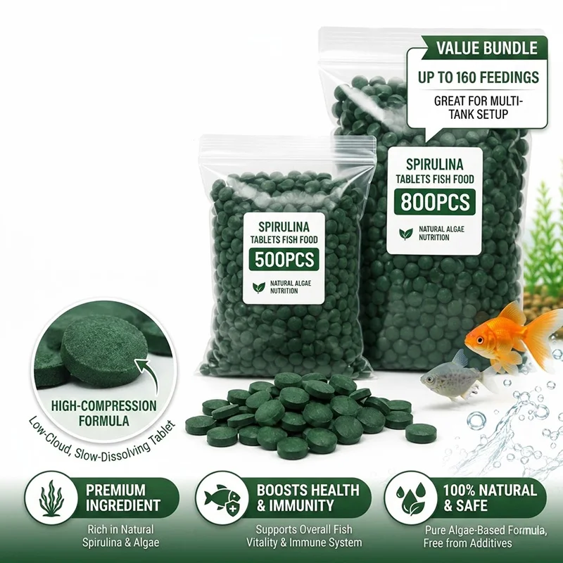 Tabletas de Espirulina de Alta Pureza SIKEZHAN, Alimento Nutritivo de Algas Espirales para Camarones Rojos Cristalinos, Peces Pleco, Acuarios