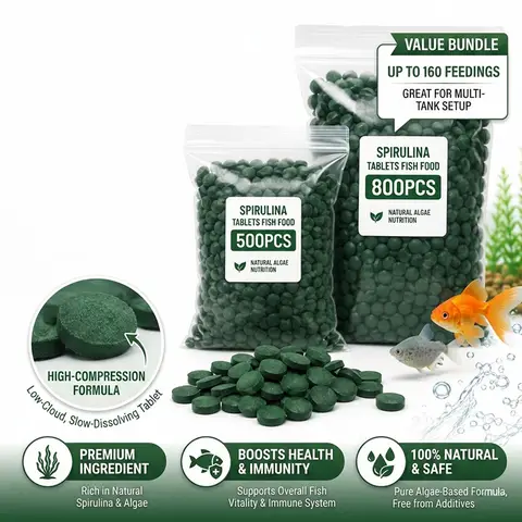 SIKEZHAN High Purity Spirulina Tablets Spiral Seaweed Algae Food Nutrient for Crystal Red Shrimp Pleco Fish Aquarium Tank