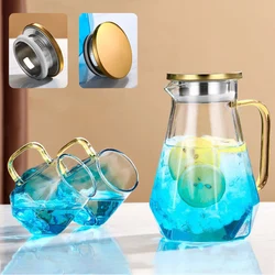Heat-Resistant Glass Cold Kettle for Iced Tea, Hot and Cold Water Jug,Juice and Iced Tea Beverage Carafe Water Bottle,1.3L