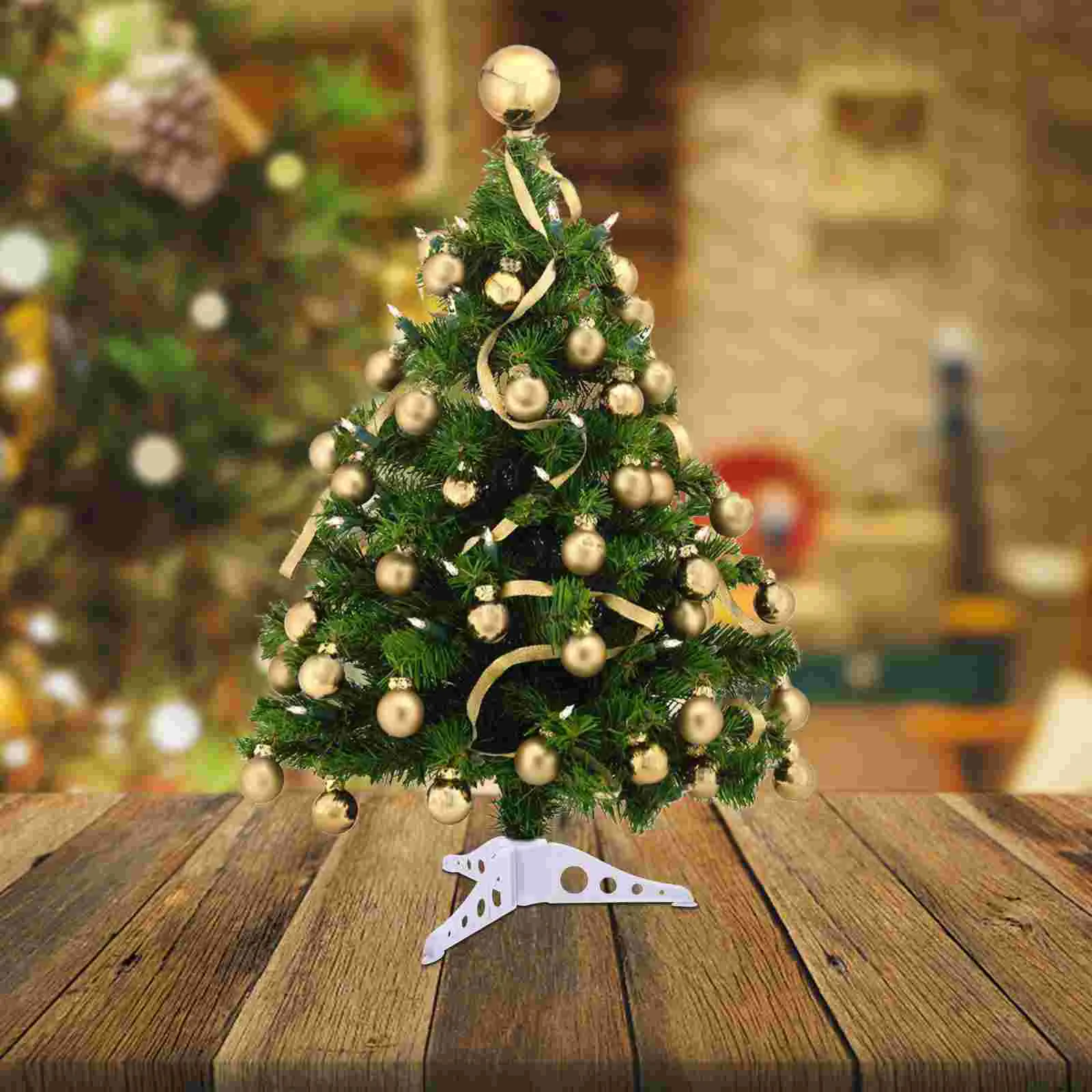 Christmas Tree Stand Red Mini Tabletop Decorations Sturdy Plastic Material Stable Triangle Structure Detachable Design Easy