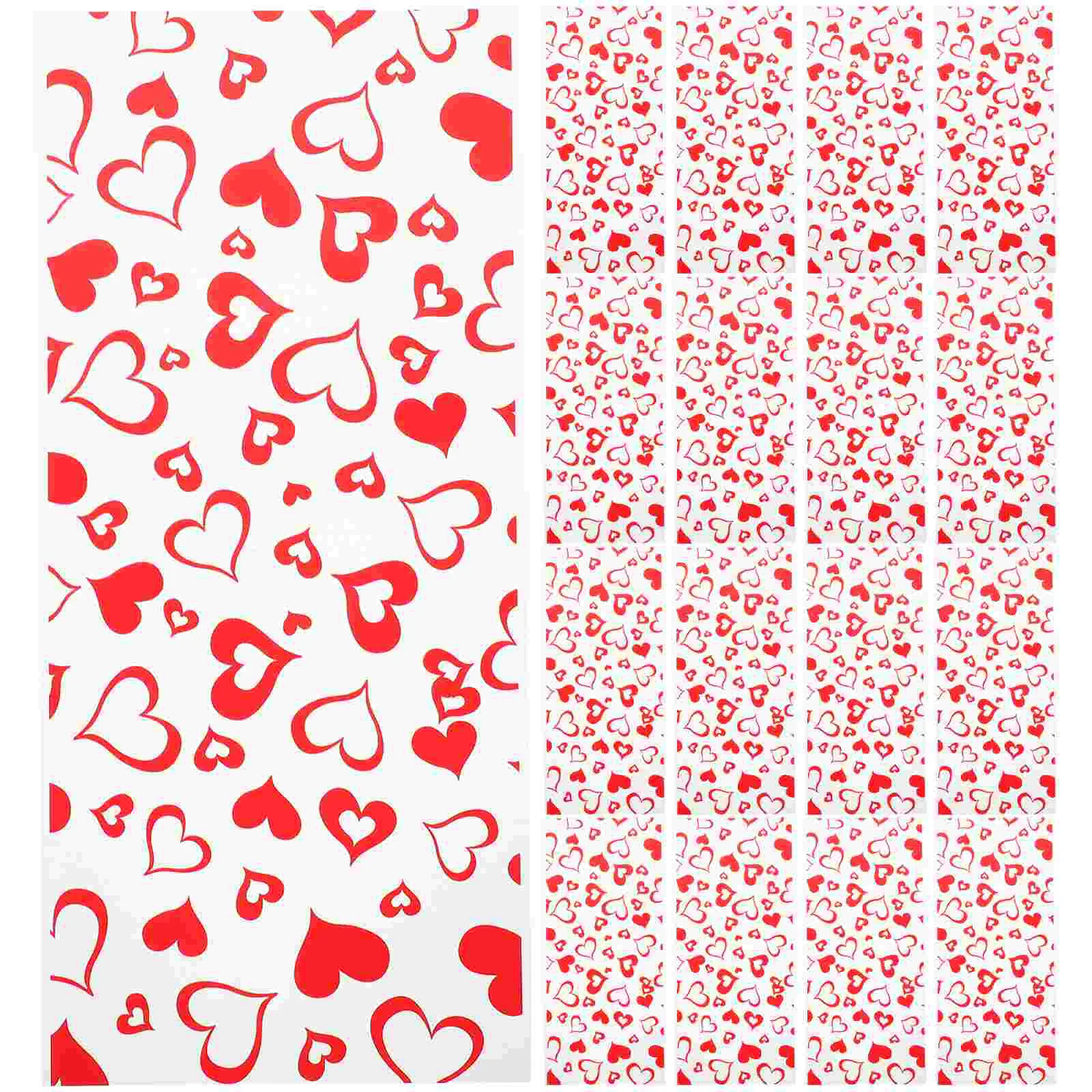 

100 Pcs Candy Bag Love Packaging Bags Decorative Plastic Red Heart Cellophane Party Favor