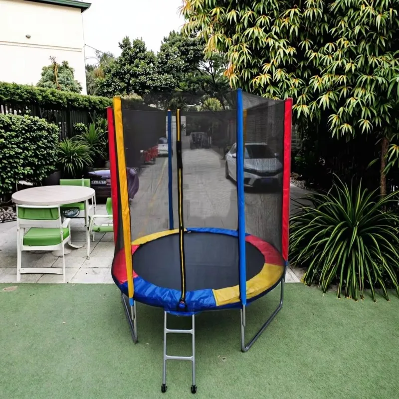 

Outdoor Round Trampoline Kids Play Jumping Bed With Safety Bungee Enclosure Soft Edge Fun