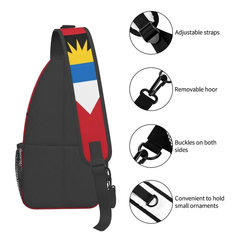 Bolso de hombro personalizado con bandera de Antigua y Barbuda para hombre, mochila cruzada en el pecho, mochila de Camping para ciclismo, mochila de día