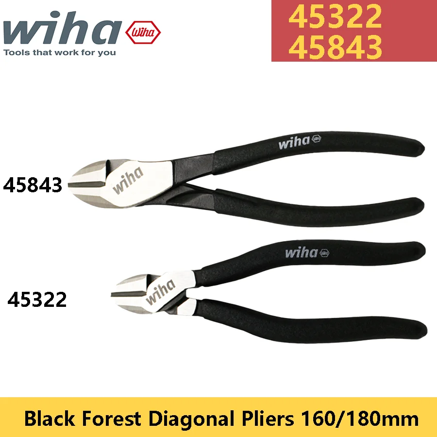 

Wiha 45322 45843 Black Forest Diagonal Pliers 160/180mm High-carbon Steel Labor-Saving Wire Cutters Cable Cutting Oblique Plier