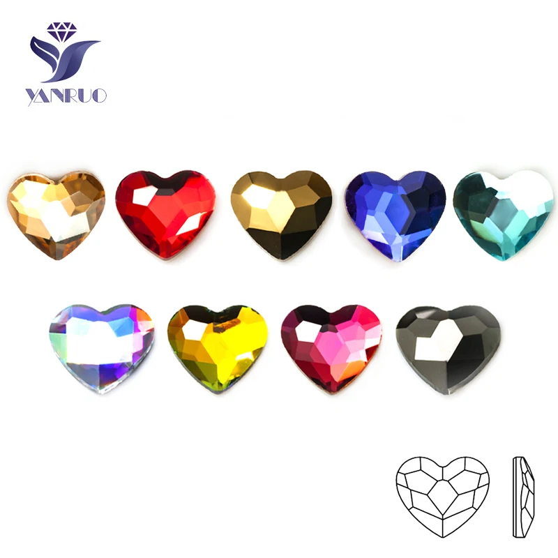 

Yanruo 20pcs 6mm Heart Multicolor Crystal Glass Glitter Flatback Rhinestones Decorative Design Accessories For Nail Art Beauty