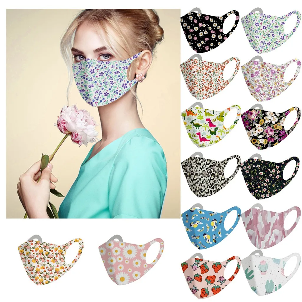 Outdoor Windproof Elegant Women'S Mask Washable And Reusable Fashionable Breathable Mask Trendy Floral Pattern Printed Mask