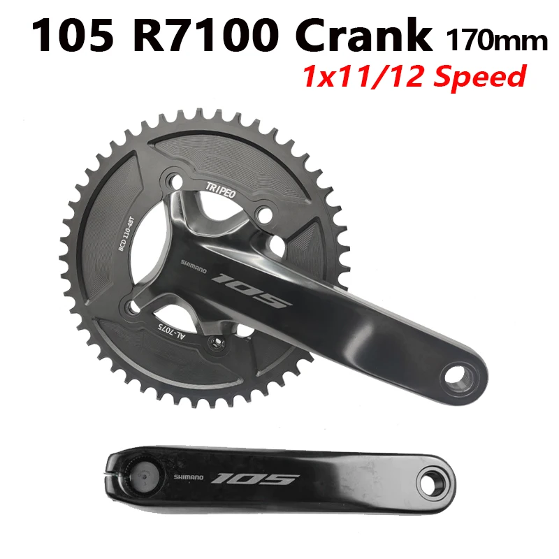 Road Bike 1x11S 12 Speed Crankset FC-R7100 170mm 172.5mm Crank 40/42T/44T/46T/48T/50T/52T/54T/56T/58T Single Chainring 105 Crank