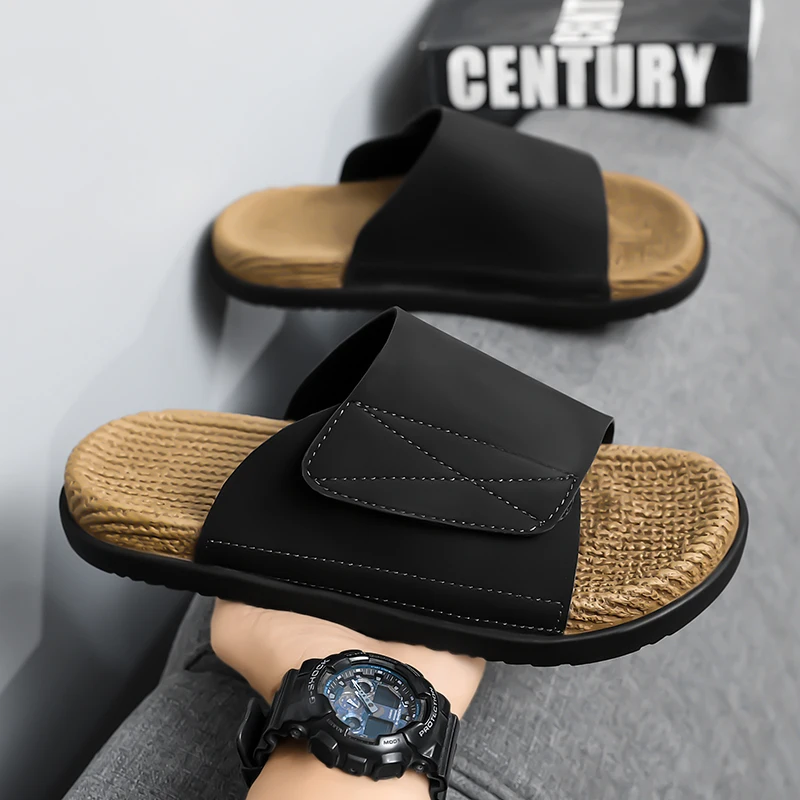 

Мужские однотонные разноцветные варианты в стиле ретро, повседневная одежда, бесшумные летние легкие нескользящие тапочки большого размера на одно плечо