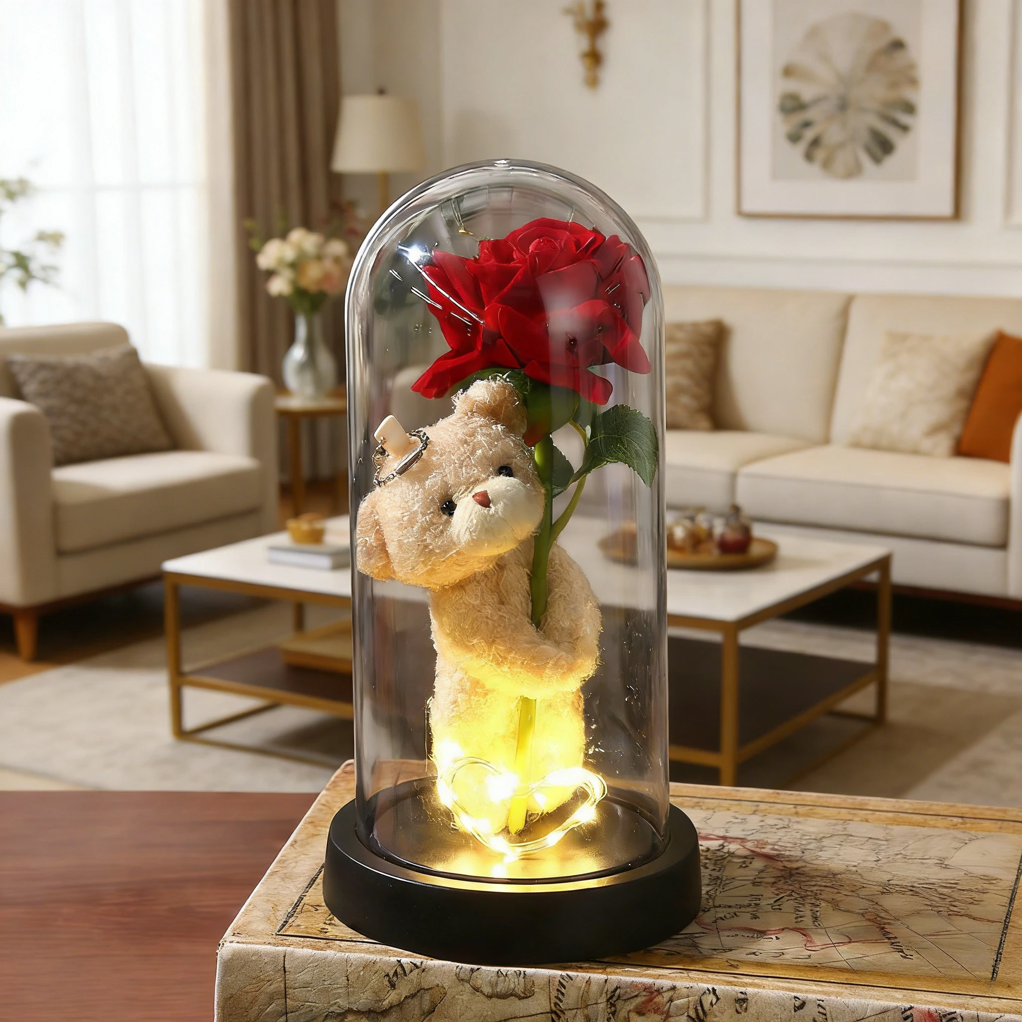 

Искусственная роза, светодиодный акриловый чехол, имитация розы, украшение подходит для домашнего рабочего стола, подарков на свадьбу и День святого Валентина