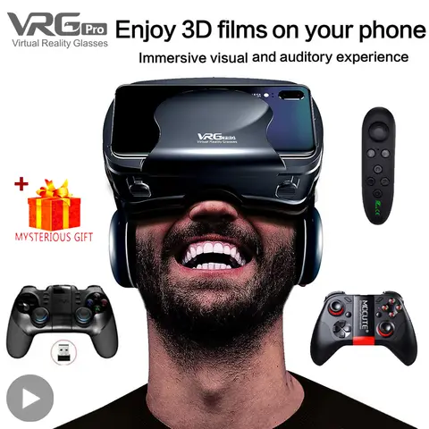VRG Pro 3D 가상 현실 VR 안경 기기 헤드셋 Viar 고글 헬멧 렌즈 스마트폰용 스마트폰 뷰어 휴대폰