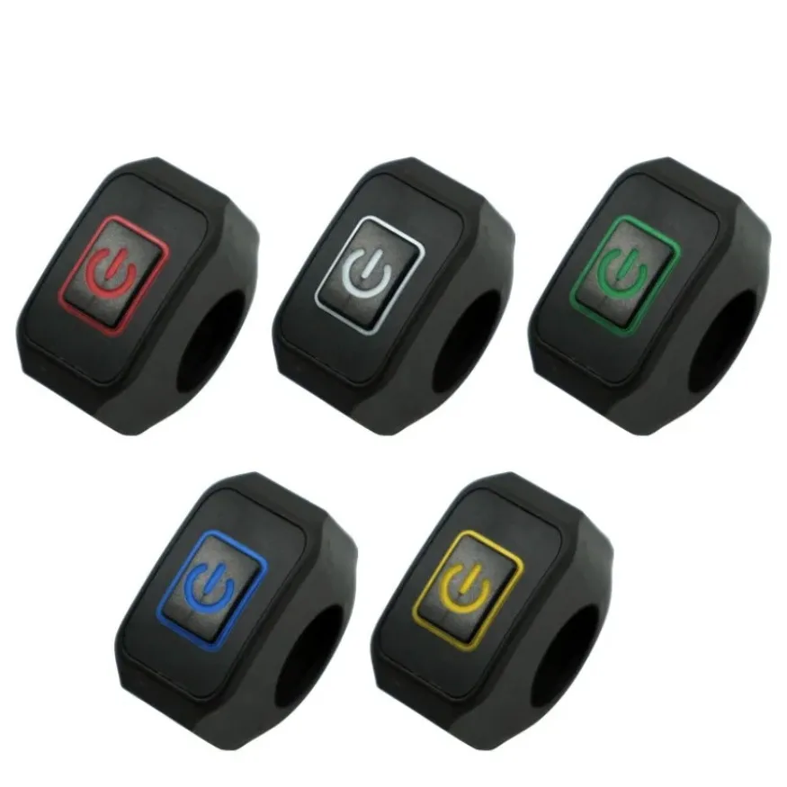 오토바이 스위치 헤드라이트 혼, 개조 제어 스위치 핸들 바 마운트, 레드, 블루, 화이트, 옐로우, 그린 단추, LED 라이트 1x