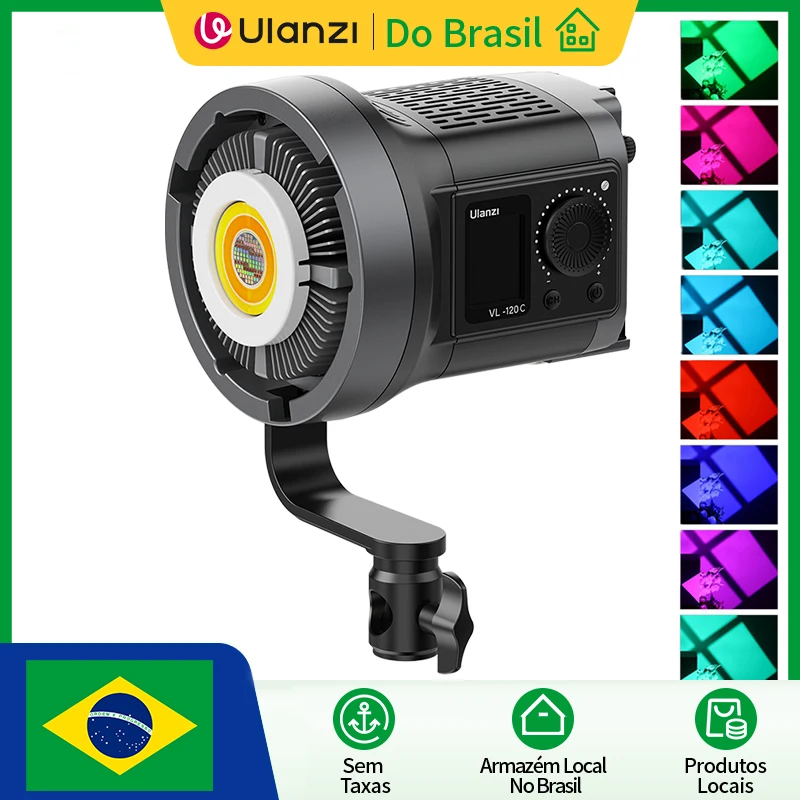 Do Brasil Ulanzi VL-120Bi VL-120C 120W V-Mount COB Light APP Controle 2700K-6500K Luz de vídeo para fotografia de vídeo