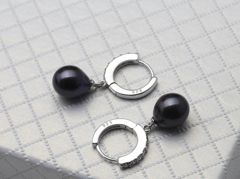 Hochzeits-Naturperlen-Ohrringe für Damen, 925 Silber Schwarze Süßwasser-Perlen-Creolen Schmuck Ehefrau Geschenke Rosa – Detail 6