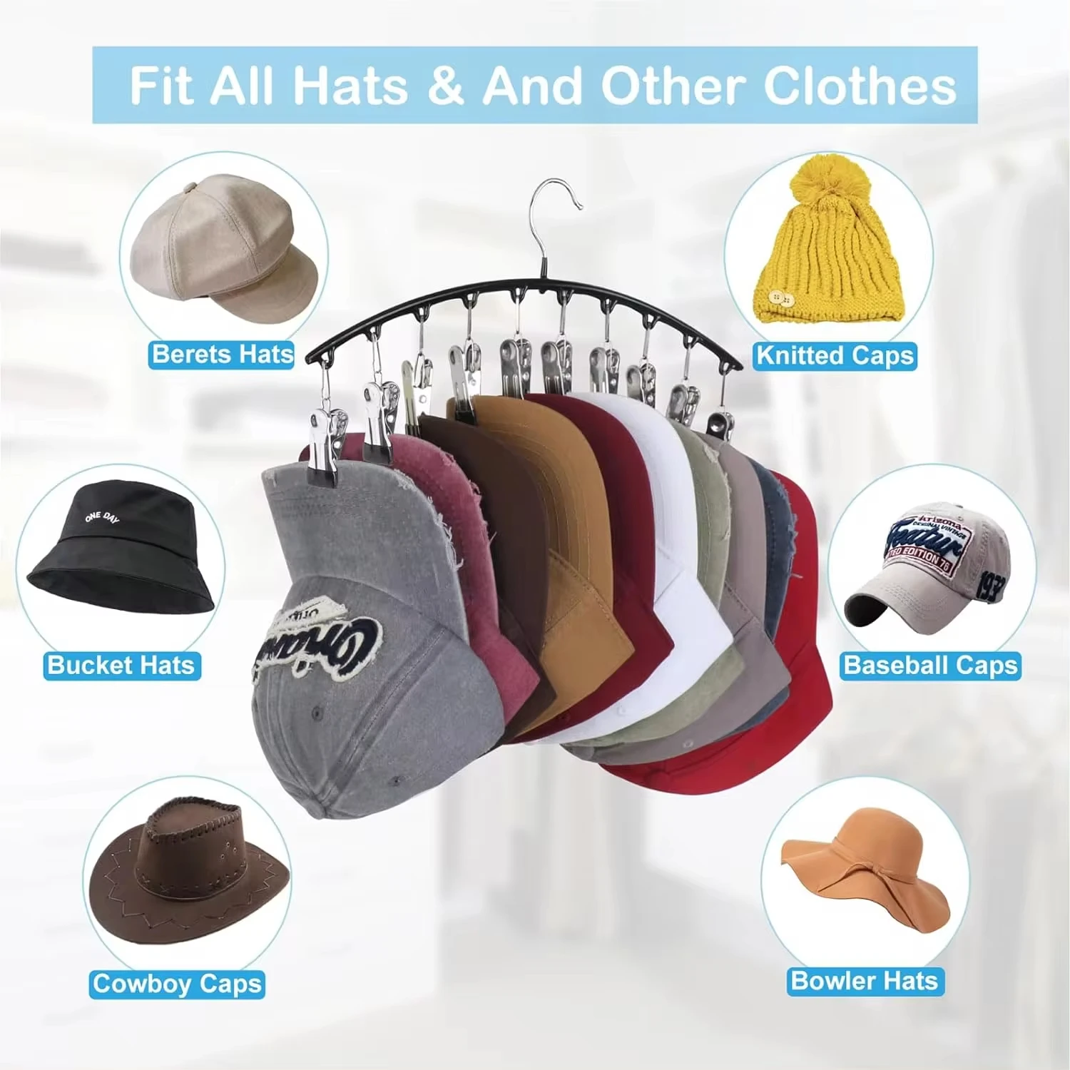 Rack de armazenamento de roupas multifuncional de aço inoxidável, organizadores de armário de cabide de economia de espaço e armazenamento para calças, saias, chapéus