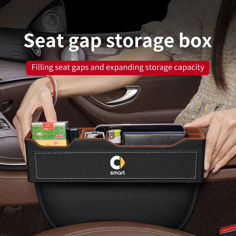 Smart Fortwo 451 450 453 EQ Forfour Coupe Cabrio Crossblade Leather Car Seat Gap Organizer Crevice Slot Storage Box Accessories