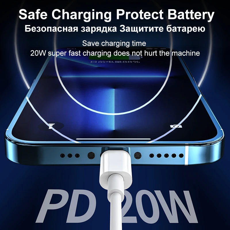كابل شاحن USB من النوع C إلى البرق ، شحن سريع ، ملحقات خط البيانات ، Apple iPhone 14 ، 13 ، 12 ، 11 Pro Max ، 8 Plus ، 20W ، PD