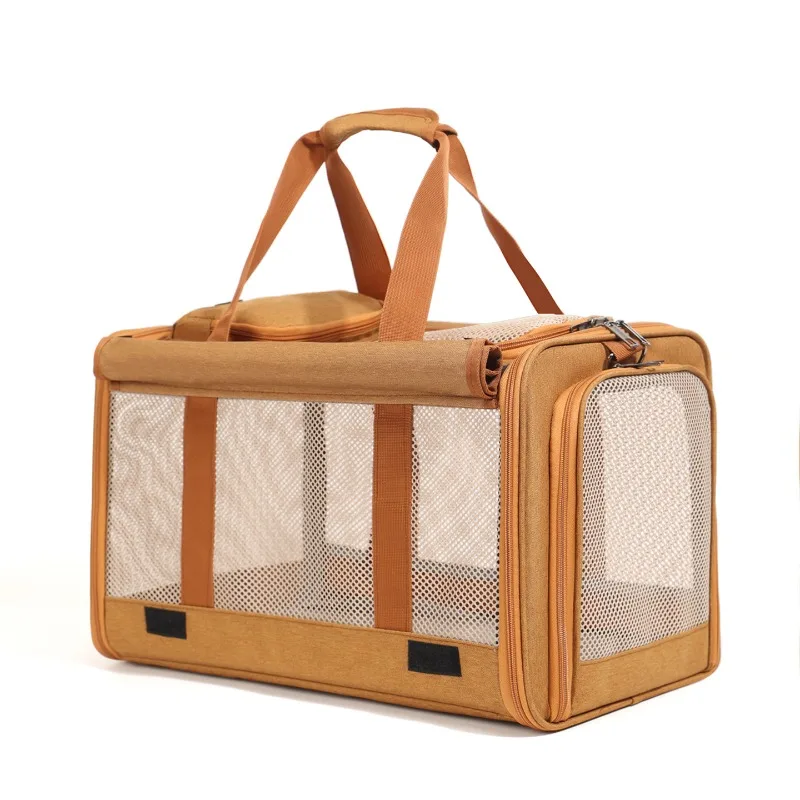 New pet bag portable car large capacity breathable portable going out crossbody folding view 5